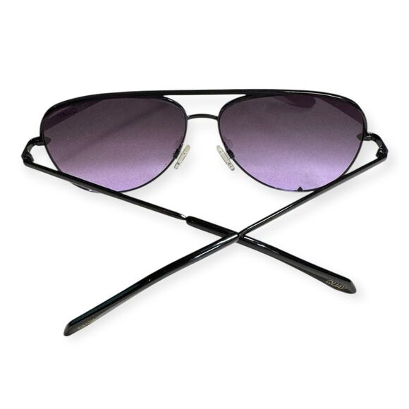 Quay Australia High Key Aviator Sunglasses Purple Black Fade Lenses Metal Frame